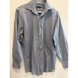 Van Heusen Studio Mens Slim Fit Dress Shirt‎ Gray Long Sleeve 14-14.5 32/33